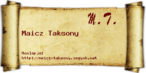Maicz Taksony névjegykártya